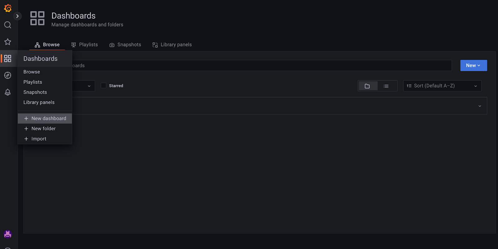 Grafana New Dashboard