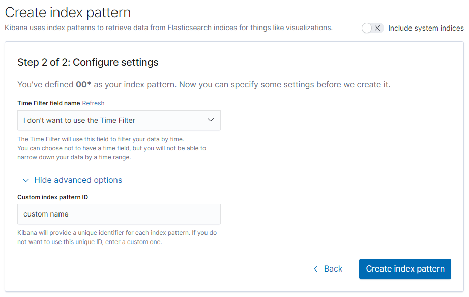 Kibana Configure Index Pattern