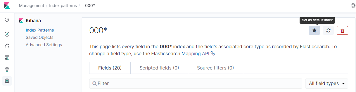 Kibana Default Index Pattern