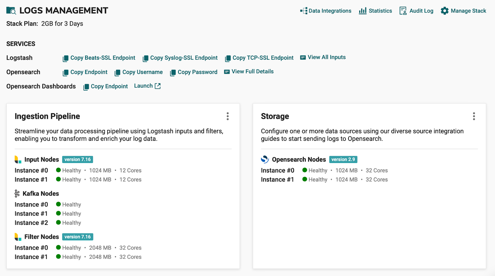 Log Management Storage