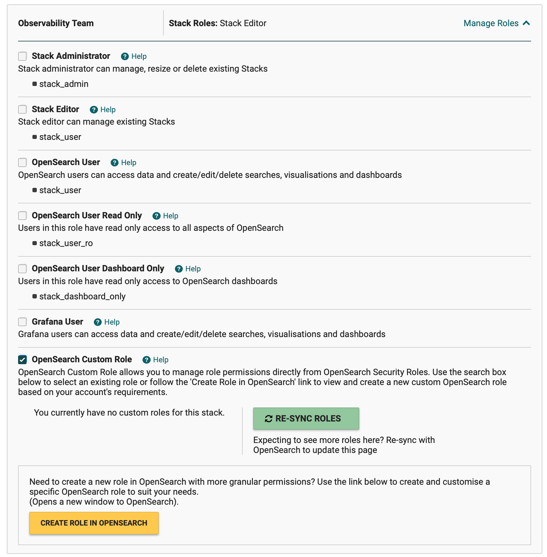 OpenSearch Custom Role