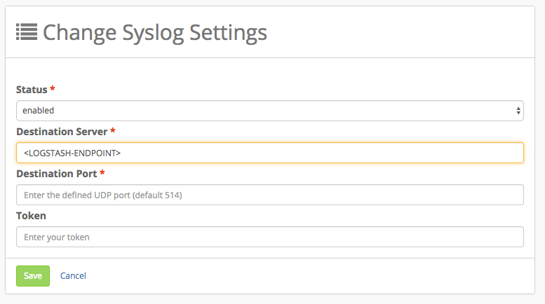 Edit log settings