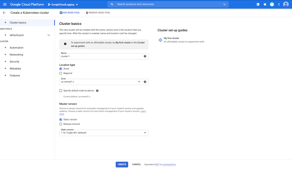 Create a cluster